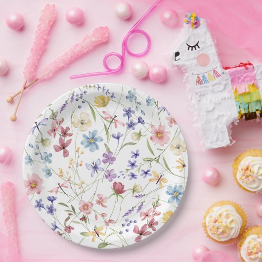 Rustiek Chic Kleurrijke Wildflowers Party Papieren Bordje (Feest)