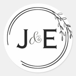 Rustiek Chic Leaf Ampersand Paar Initialen Script Ronde Sticker