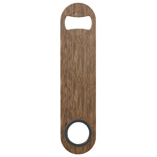 Rustiek Chic Medium Taupe Bruin Hout Grain Patroon Speed Flessenopener (Achterkant)