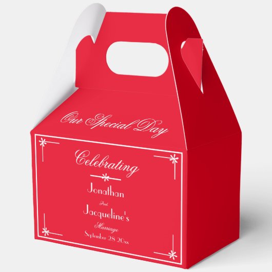 Rustiek Chic Romantisch Rood Elegant Huwelijk Beda Bedankdoosjes (Voorkant)