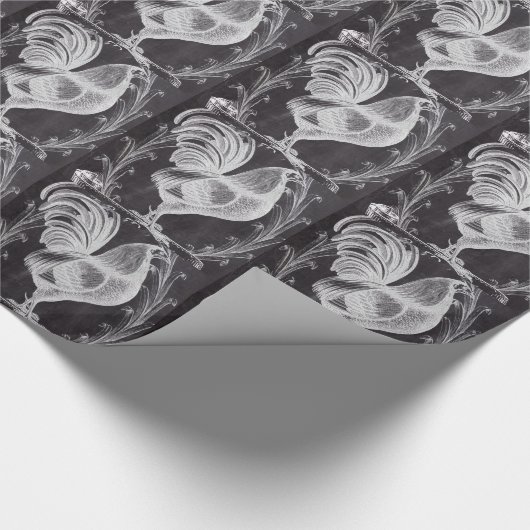 Rustiek chic schoolbord Frans land haan Cadeaupapier (Hoek)