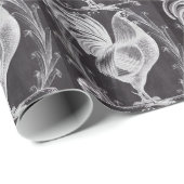 Rustiek chic schoolbord Frans land haan Cadeaupapier (Rol Hoek)