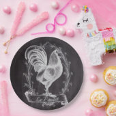 Rustiek chic schoolbord Frans land haan Papieren Bordje (Feest)