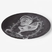 Rustiek chic schoolbord Frans land haan Papieren Bordje (Gekanteld)