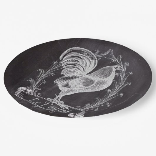 Rustiek chic schoolbord Frans land haan Papieren Bordje (Gekanteld)