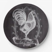 Rustiek chic schoolbord Frans land haan Papieren Bordje (Voorkant)