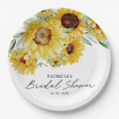 Rustiek Chic Zonnebloem Vrijgezellenfeest Papieren Bordje (Voorkant)