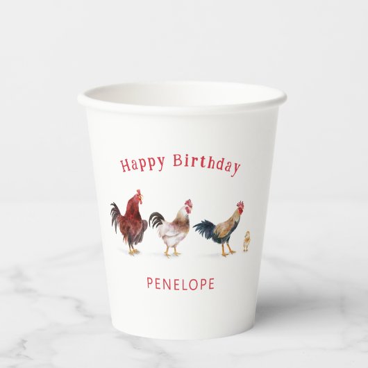 Rustiek Chicken Boerderij Verjaardagsfeest Papieren Bekers (Voorkant)