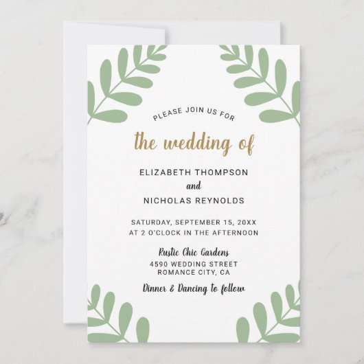 Rustiek Chique Bloemen Bruiloft Salie Groen Land Kaart (Voorkant)