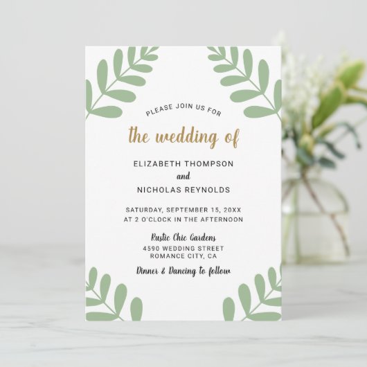 Rustiek Chique Bloemen Bruiloft Salie Groen Land Kaart (Staand voorkant)