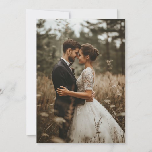 Rustiek Chique Bos Foto Bruiloft Kaart (Achterkant)