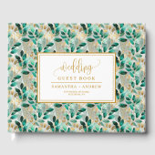 Rustiek chique bos groen goud eucalyptus bruiloft gastenboek (Voorkant)