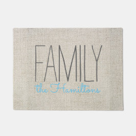 Rustiek Chique Familie Monogram IN BEIGE GRIJS BLA Deurmat