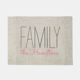 Rustiek Chique Familie Monogram IN BEIGE GRIJS EN  Deurmat