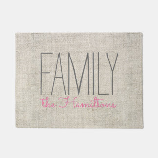 Rustiek Chique Familie Monogram IN BEIGE GRIJS EN Deurmat