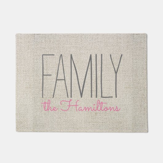 Rustiek Chique Familie Monogram IN BEIGE GRIJS EN  Deurmat (Voorkant)