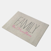 Rustiek Chique Familie Monogram IN BEIGE GRIJS EN  Deurmat (Schuin)