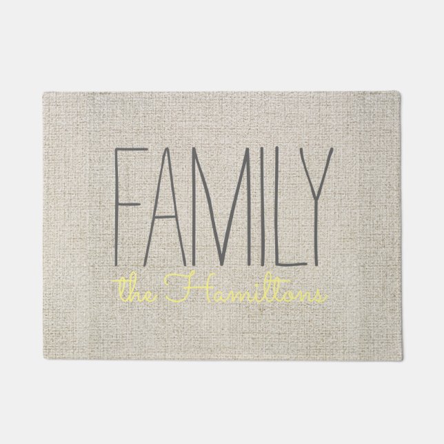 Rustiek Chique Familie Monogram IN beige grijs GEE Deurmat (Voorkant)