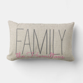 Rustiek Chique Familie Monogram IN BEIGE ROZE Kussen