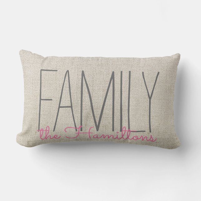 Rustiek Chique Familie Monogram IN BEIGE ROZE Kussen (Voorkant)