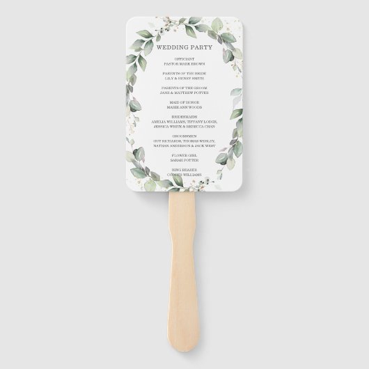 Rustiek Chique groen krans bruiloft programma Handwaaier (Achterkant)