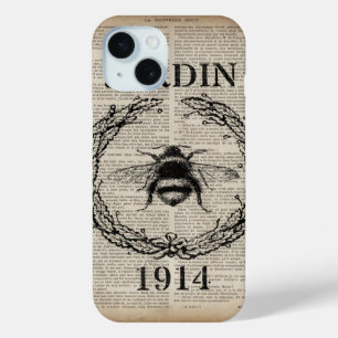 Rustiek chique krant land botanische franse bij iPhone 15 case