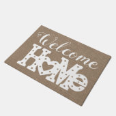 Rustiek chique "Welkom thuis" jute effect Deurmat (Schuin)