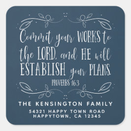 Rustiek Christelijk Bijbelvers Typografie Adres Vierkante Sticker