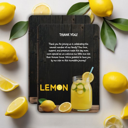 Rustiek citroen limonade Baby shower Bedankkaart