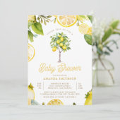 Rustiek Citrus Lemon Tree Baby shower Kaart (Staand voorkant)