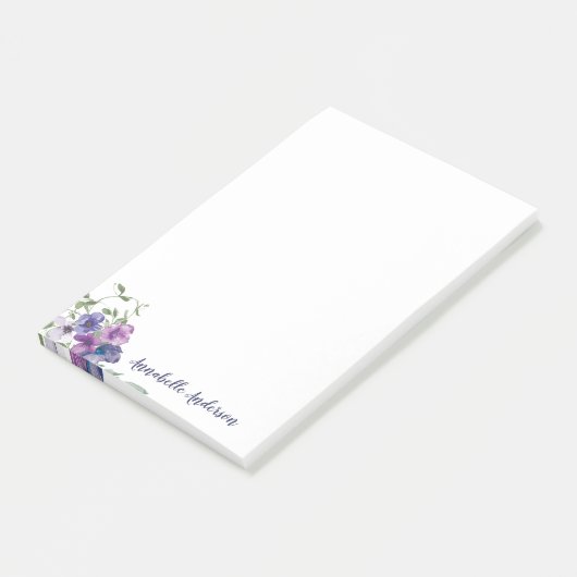 Rustiek Classic Paarse Bloemen Waterverf Boeket Post-it® Notes (Schuin)
