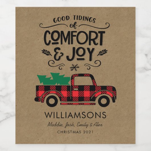Rustiek Comfort en Joy Hand Lettered Custom Wijn Etiket (Enkel label)
