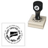 Rustiek Connecticut Vrolijk Kerstmis Retouradres Rubberstempel (Gestempeld)