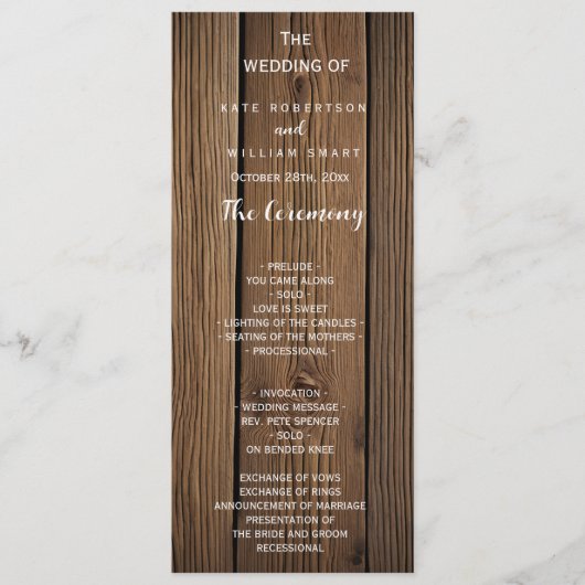 Rustiek Country Barn Trouwprogramma Programmakaart (Voorkant)