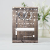 Rustiek Country Hoefijzer Schuur Lights bruiloft R RSVP Kaartje (Staand voorkant)