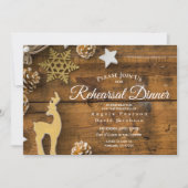 Rustiek Country Kerst Herten Repetitie Diner Kaart (Voorkant)