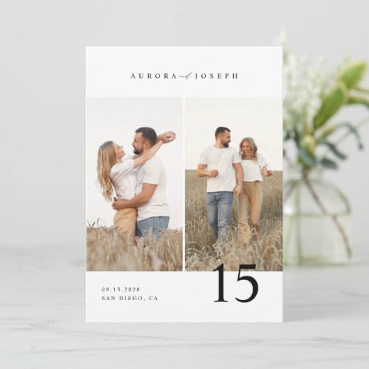 Rustiek Country Script Boho Fotobruiloft Kaart (Staand voorkant)