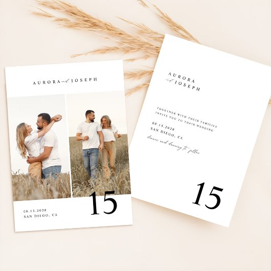 Rustiek Country Script Boho Fotobruiloft Kaart