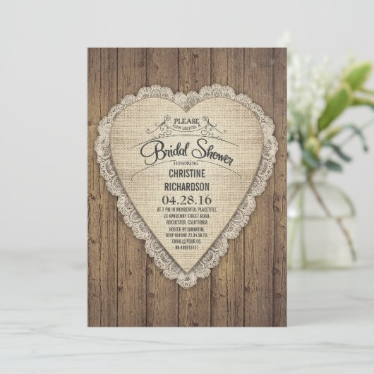 Rustiek Country Wood Lace & Burlap vrijgezellenfee Kaart (Staand voorkant)