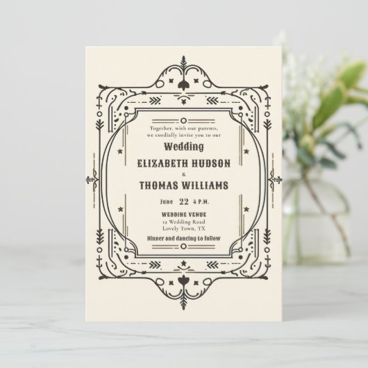 Rustiek Cowboy Bruiloft Land Lijst Kaart (Staand voorkant)