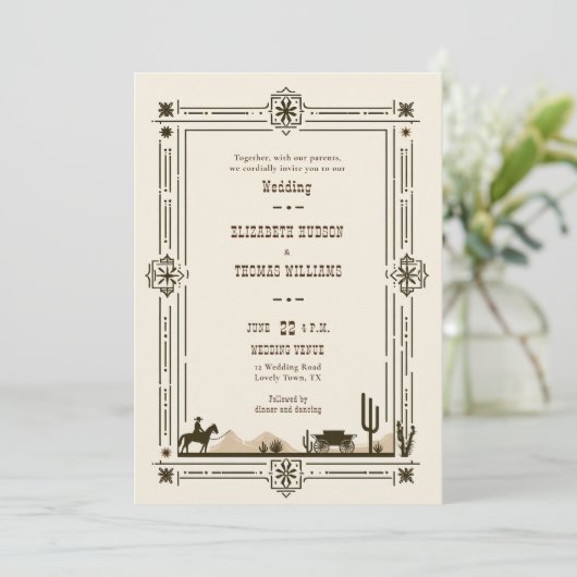 Rustiek  Cowboy Bruiloft Western Lijst Kaart (Staand voorkant)
