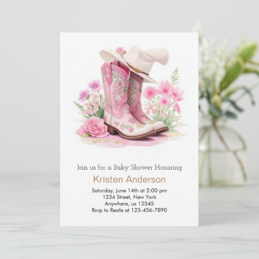 Rustiek Cowboy Pet en laarzen Cowgirl Baby shower Kaart (Staand voorkant)