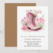 Rustiek Cowboy Pet en laarzen Cowgirl Baby shower Kaart (Voorkant / Achterkant)