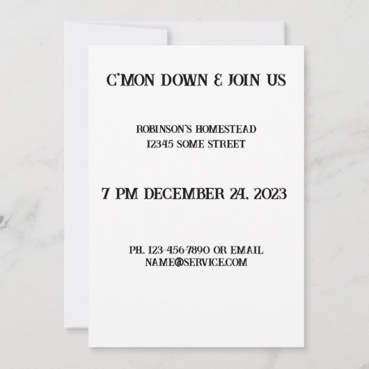 Rustiek Cowboy Snowman Kerstfeest Kaart (Achterkant)