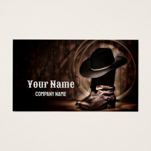 Rustiek  cowboylaarzen western land visitekaartje (Voorkant)