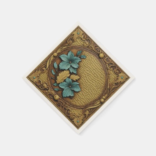 Rustiek Cowgirl Blauwgroen Bruin Land Western Part Servet (Hoek)