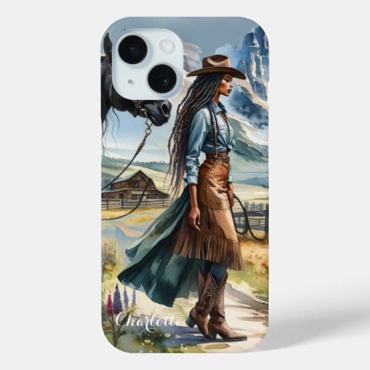 Rustiek Cowgirl en Paard Gepersonaliseerd Case-Mate iPhone Case (Achterkant)