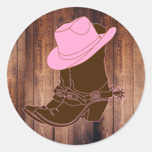 Rustiek Cowgirl Laarzen & Pet Ronde Sticker