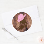 Rustiek Cowgirl Laarzen & Pet Ronde Sticker (Envelop)