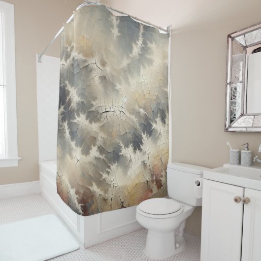 Rustiek Crackle Abstract Douchegordijn (In situ)